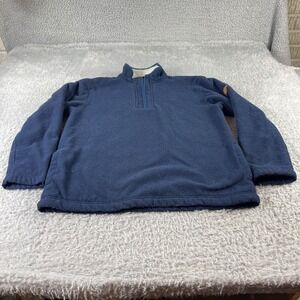 ORVIS Classic Collection Navy Blue Sherpa Lined Quarter Zip Fleece Pullover M